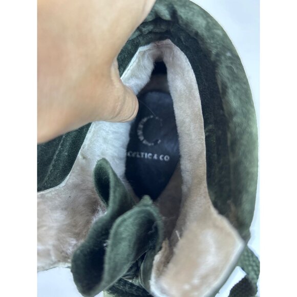 Celtic & Co. Hiking Boots Women's Suede Shearling Green Lace Up Italy Gorpcore 9 - Picture 7 of 7